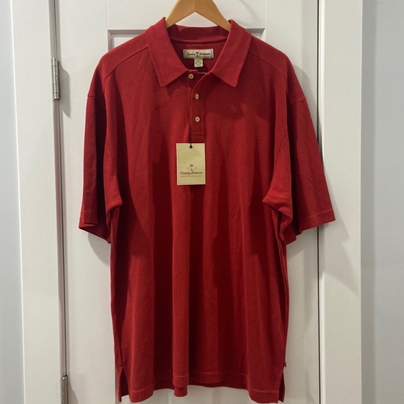 TOMMY BAHAMA Silk Blend Rusty Red Sand Ripple Shortcut Polo Shirt Men's Size XL - Picture 1 of 16
